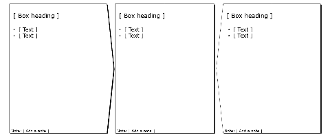 White boxes, 2 pointing at one in the middle