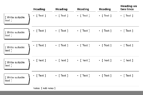 Matrix, five rows, boxes with arrows