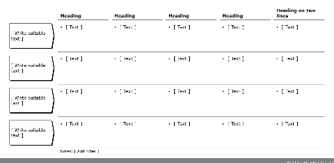 Matrix, four rows, boxes with arrows