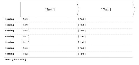 Process flow, horizontal, 2 boxes with table