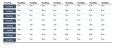 Table, 8 rows and 8 columns, plus a box
