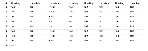 Table, 8 rows and 9 columns, cells cannot be coloured