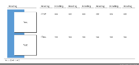 Table of white boxes on a dark ground, 2 rows, 7 columns