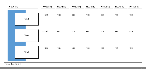 Table of white boxes on a dark ground, 3 rows, 7 columns