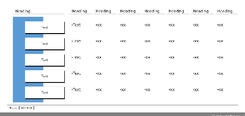 Table of white boxes on a dark ground, 5 rows, 7 columns