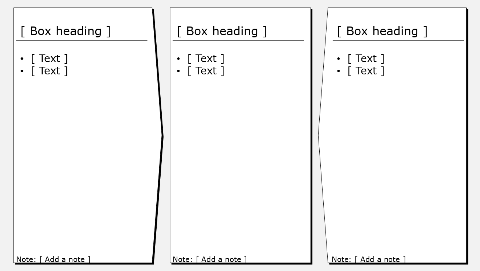 White boxes, 2 pointing at one in the middle