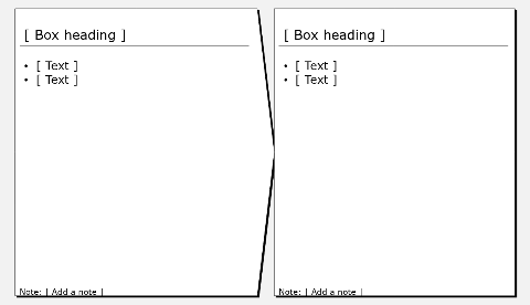 White boxes, 2 vertical with causality