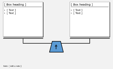 White boxes, 2 vertical on a scale, balanced