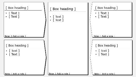 White boxes, 4 pointing at one in the middle