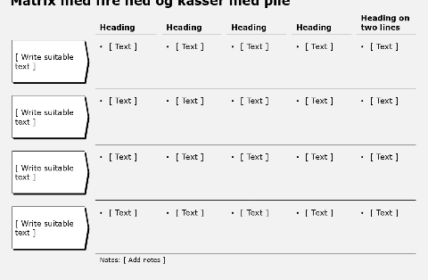 Matrix, four rows, boxes with arrows
