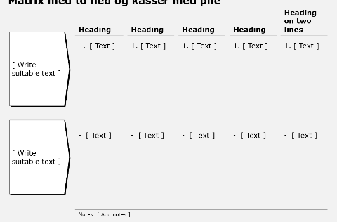 Matrix, two rows, boxes with arrows