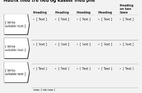 Matrix, three rows, boxes with arrows
