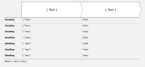 Process flow, horizontal, 2 boxes with table