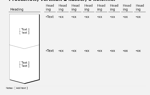 Process flow, vertical, 2 boxes, 8 columns
