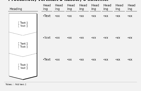 Process flow, vertical, 3 boxes, 8 columns