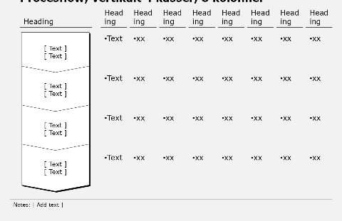 Process flow, vertical, 4 boxes, 8 columns
