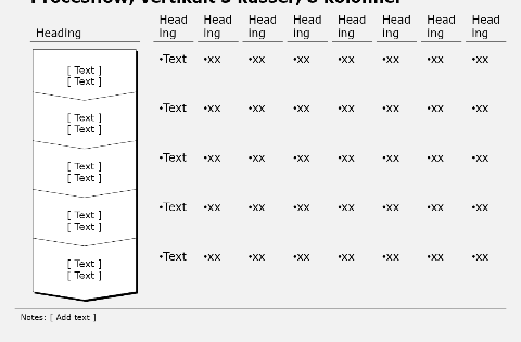 Process flow, vertical, 5 boxes, 8 columns