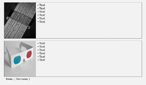 Black line, 2 rows with pictures and text