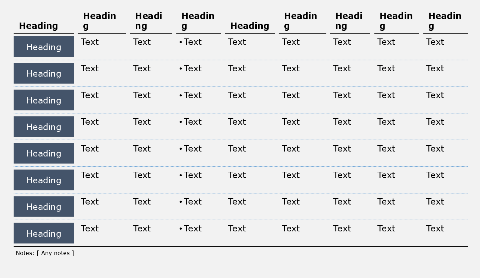 Table, 8 rows and 8 columns, plus a box