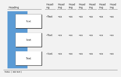 Table of white boxes on a dark ground, 3 rows, 7 columns