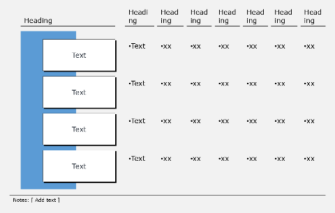 Table of white boxes on a dark ground, 4 rows, 7 columns