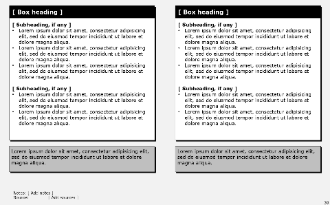 Two vertical boxes with black heading boxes and conclusion boxes